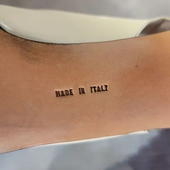 Salvatore Ferragamo Vintage Leather Slingback Heels Cream Black Cap Toe Size 8.5 - Picture 11 of 12